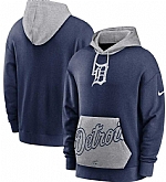 Men's Detroit Tigers Nike Navy Gray Heritage Tri Blend Pullover Hoodie